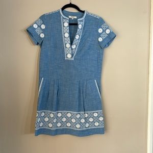 Madewell Chambray BOHO Embroidered Dress